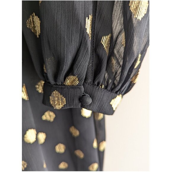 H&M Gold Dot Puff Sleeve A-Line Chiffon Dress - Picture 7 of 12